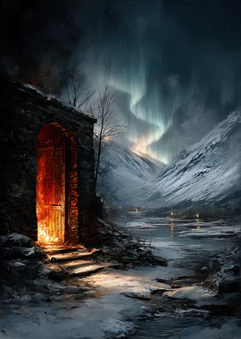 Mystical Doorway to Winter Landscape