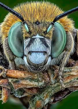 Detailed Bee Portrait on Branch