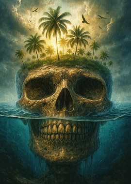 Skull Island with Palm Trees