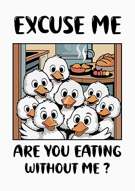 Cartoon Ducks Questioning Meal Time