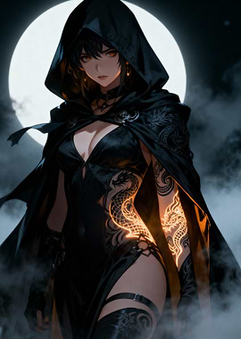 Anime Woman in Hooded Cloak