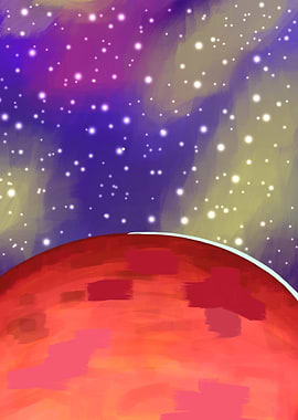 Red Planet in Starry Space