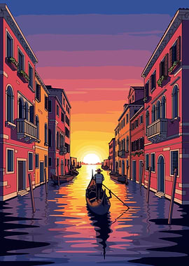 Venice Gondola Ride at Sunset