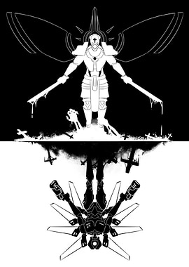 Black and White Robot Reflection