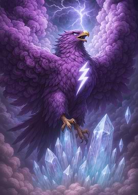 Purple Eagle with Lightning Bolt Symbol