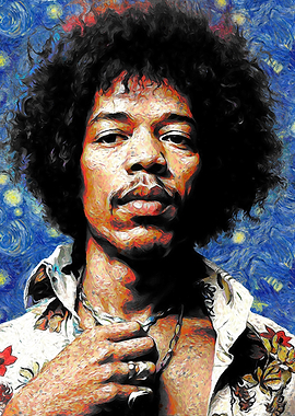 Jimi Hendrix Starry Night Portrait