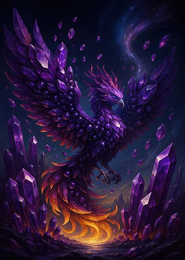Amethyst Crystal Phoenix Digital Art