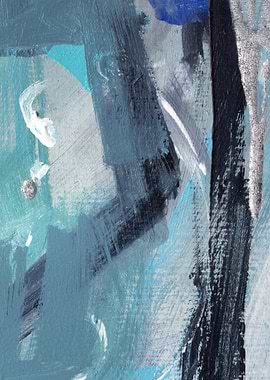 Abstract Blue and Silver Brushstrokes Painting Cool Edition