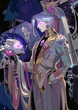 Mystical Woman with Skeletal Figure