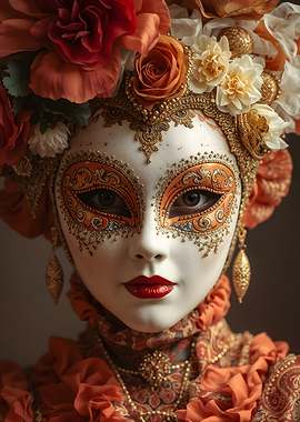 Venetian Mask with Floral Headdress
