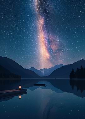 Milky Way over Mountain Lake