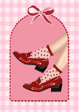 Red Shoes gingham poster
