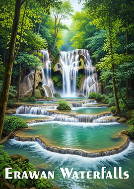 Erawan Waterfalls in Thailand