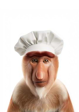 Proboscis Monkey Chef Portrait