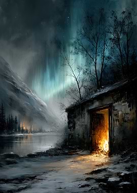 Cabin under the Northern Lights