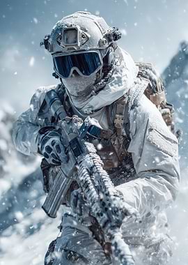 Soldier in Winter Camouflage