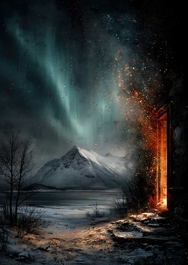 Mystical Portal in Snowy Landscape