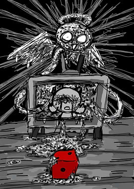 Surreal Angel TV and Red Object