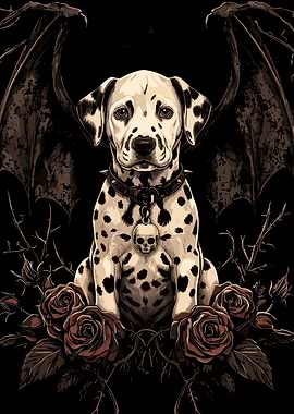 Gothic Dalmatian with Wings and Skull