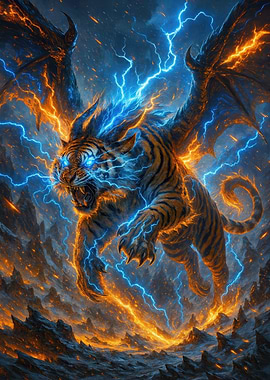 Winged Tiger with Lightning Power