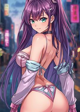 Anime Girl in Bikini on City Street