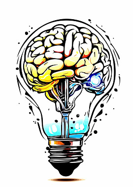 Brain in a Lightbulb Illustration
