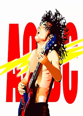 AC/DC Guitarist Illustration
