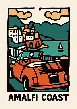 Amalfi Coast Car Ride Art Print