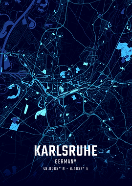 Karlsruhe Midnight City Map