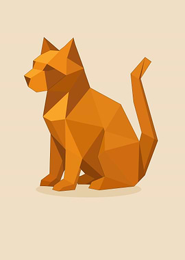 Geometric Orange Cat Illustration