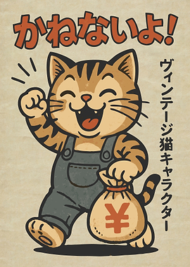 Japanese Vintage Money Cat Design