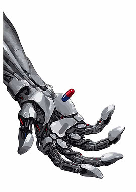Robotic Hand Holding a Pill