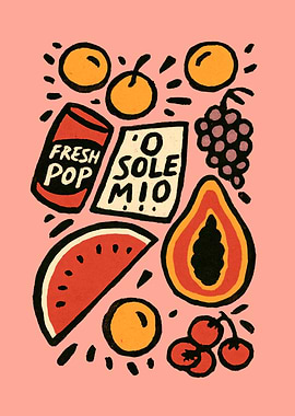 Fresh Pop and Fruits Italian Art