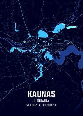 Kaunas Midnight City Map