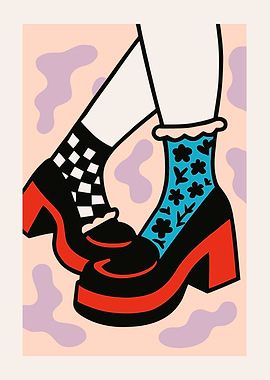 Funky Platform Shoes with Patterned Socks