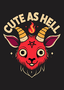 Cute as Hell Cartoon Devil Goat | Funny Devil Aesthetic Art