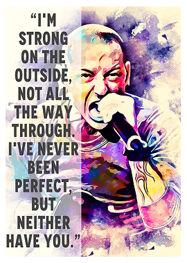 Chester Bennington Watercolor Portrait with Quote