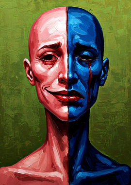 Duality of Emotion: Painting of a Face