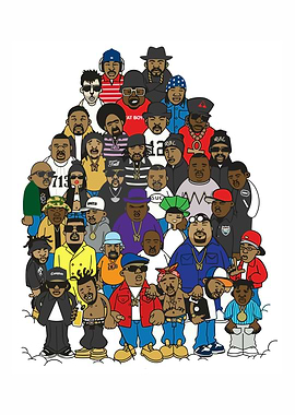 Cartoon Rap Legends Group Portrait