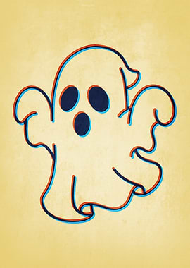 Cartoon Ghost with 3D Effect