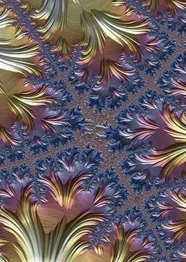 Fractal Art: Blue and Gold Pattern