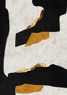Abstract Black and Gold Geometric Art