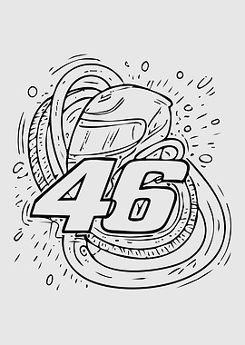 Motorcycle Racing Helmet Number 46
