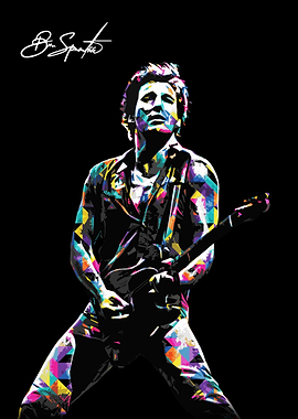 Bruce Springsteen Colorful Pop Art Portrait