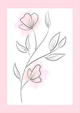 Floral Sketch with Watercolor Accents