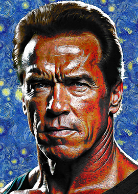 Arnold Schwarzenegger Starry Night Portrait