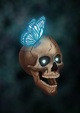 Skull with Butterfly Digital Art