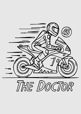 The Doctor Motorcycle Racing Line Art