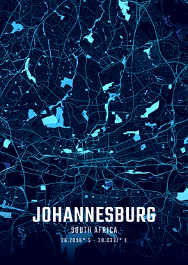 Johannesburg Midnight City Map
