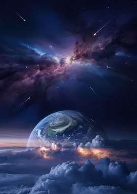 Earth Nebula and Meteor Shower